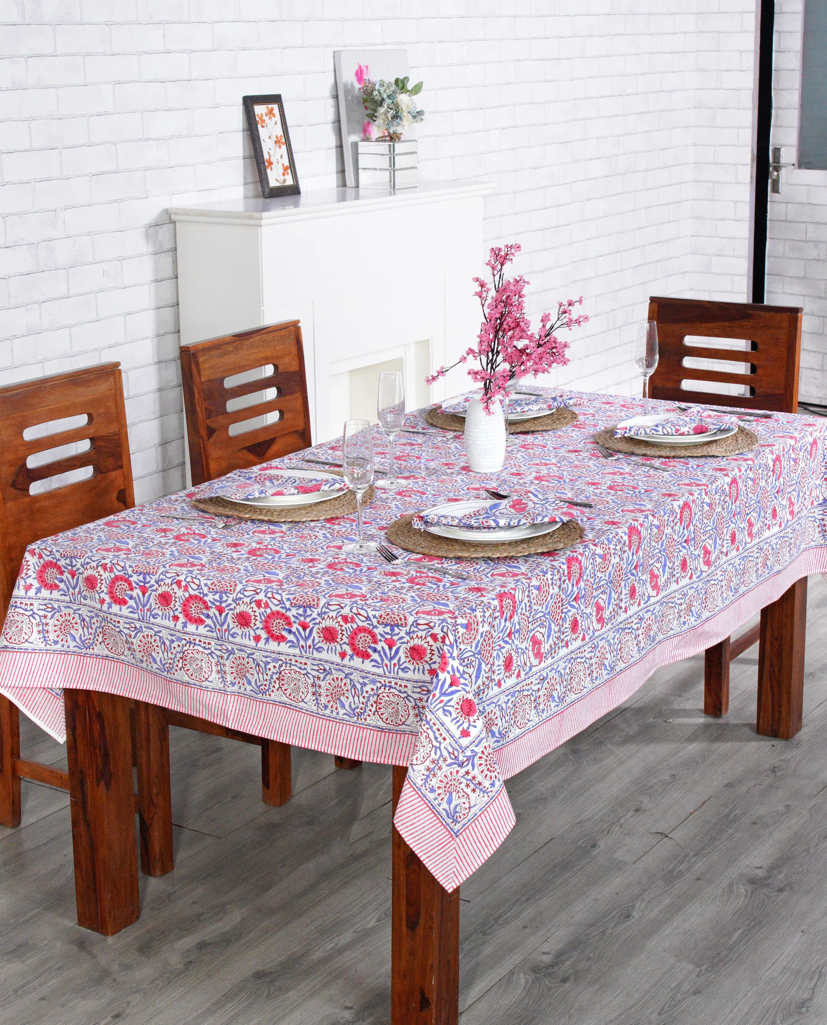 Ridhi 100% Cotton Hand Block Print Thanksgiving Tablecloth 60