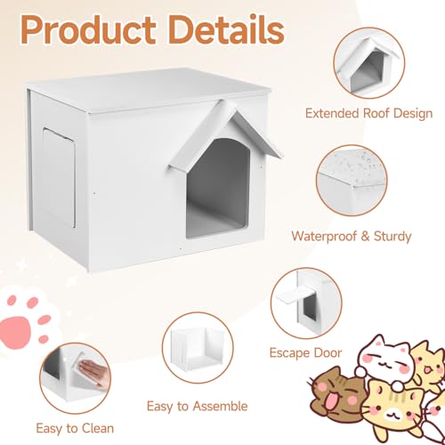 EARTHSON Outdoor Cat House, Feral Cat Shelter, Stray Cat Condo Waterproof and Insulated cat House with Escape Door