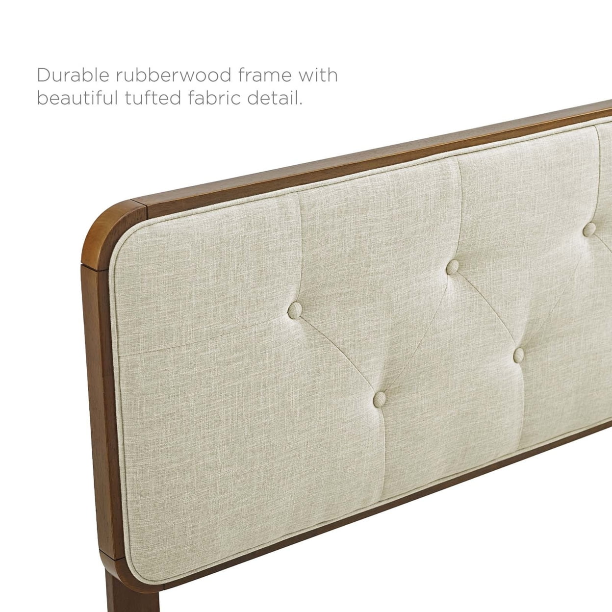 Modway Collins Tufted King Fabric and Wood Headboard in Walnut Beige