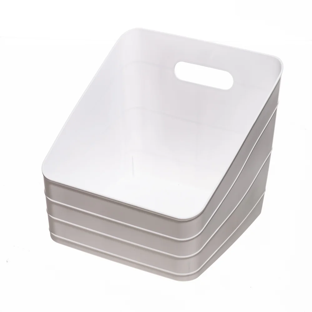 Mainstays Flexible Plastic Closet Bin, White, 4 pack