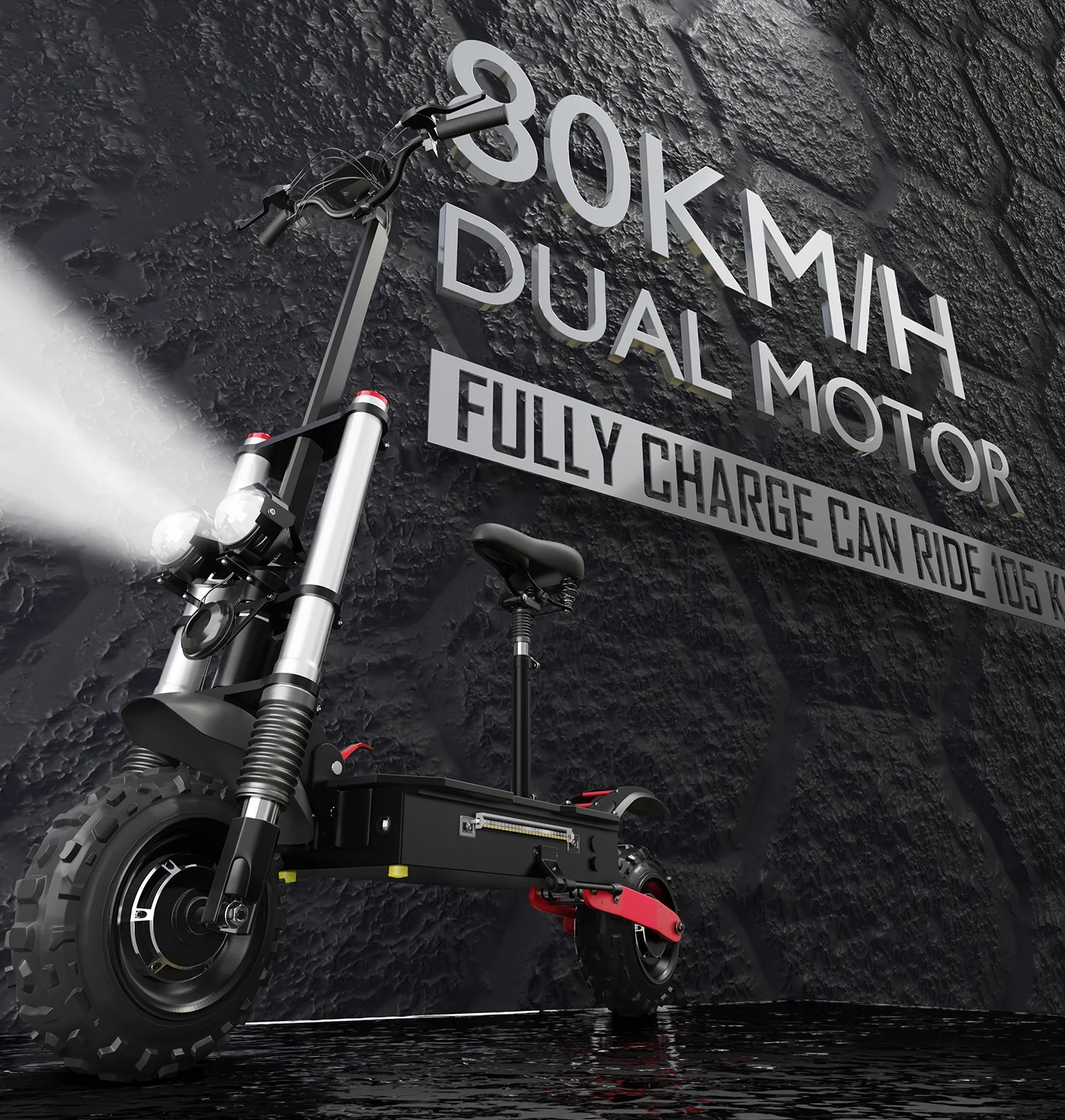 50MPH &60Miles ,Dual Motor Electric Scooter for Adults with Seat ,60V 5600W ,11 inch Off-Road Tire