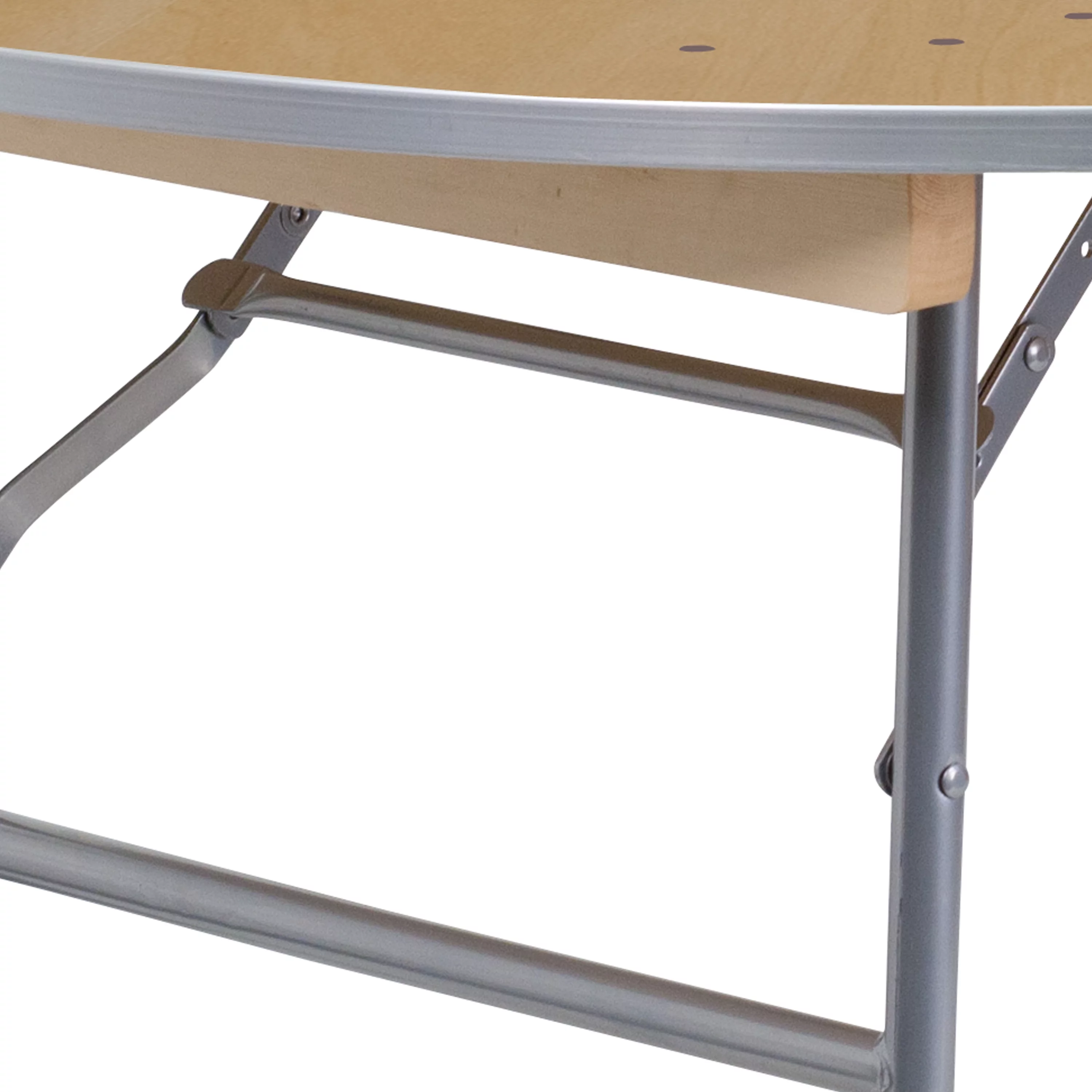 Emma + Oliver 4-Foot Round HEAVY DUTY Birchwood Folding Banquet Table with METAL Edges