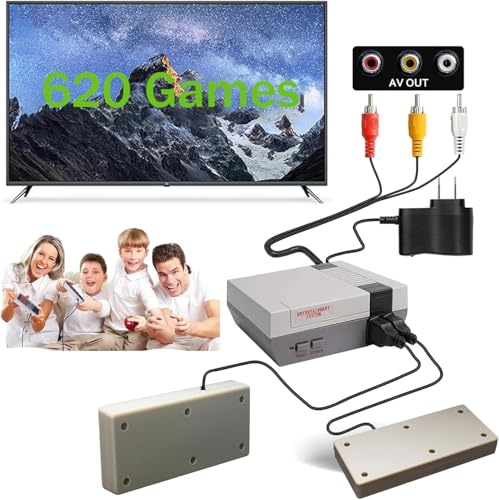 Retro Video Game Console - Classic 8-Bit Gaming, Plug & Play TV Game System with 620 Preloaded Games, Mini Console with Dual Controllers, Ideal Gift for Gamers and Nostalgia Lovers