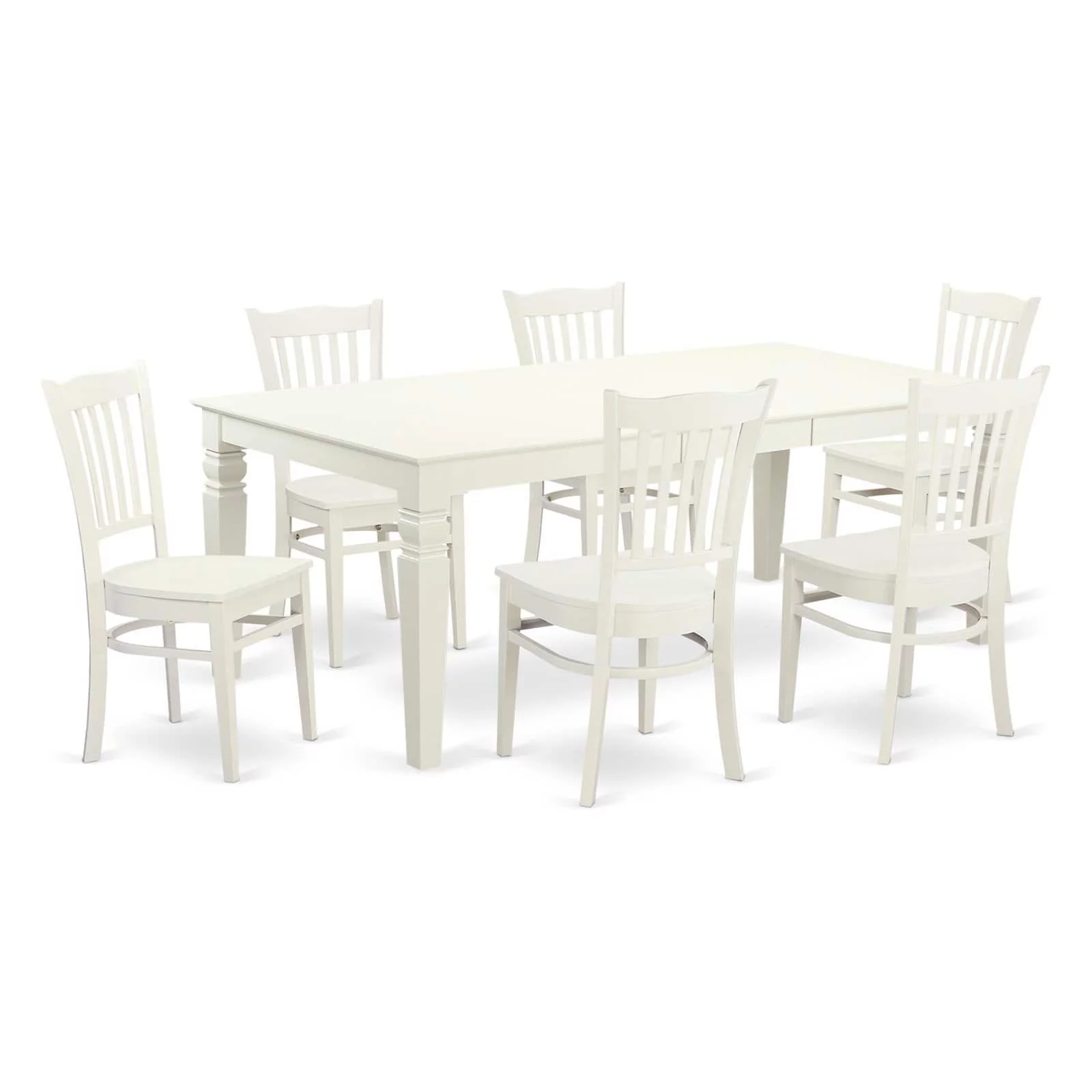 East West Furniture Logan 7-piece Wood Dining Table and Chairs in Black