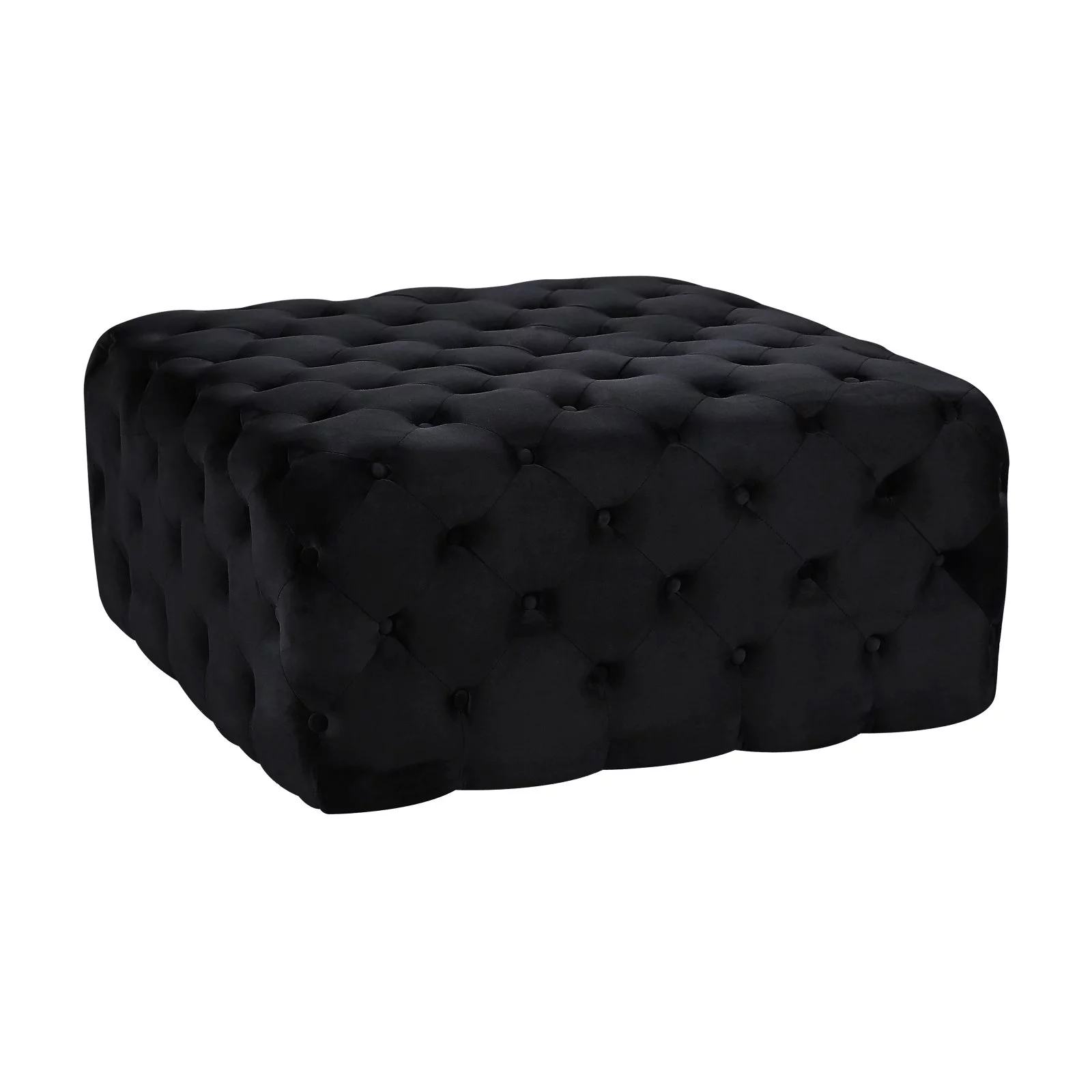 Meridian Furniture Ariel Button Tufted Black Velvet Ottoman and Bench