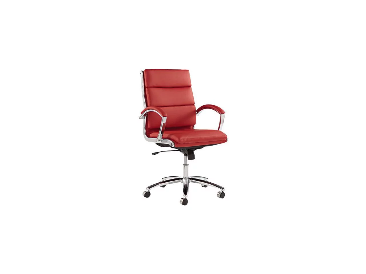 Alera Neratoli Mid-Back Slim Profile Chair, Faux Leather, Supports Up to 275 lb, Red Seat/Back, Chrome Base