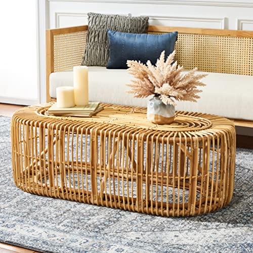 Safavieh Home Collection Jabez Tropical Coastal Rattan Oval (Fully Assembled) Coffee Table