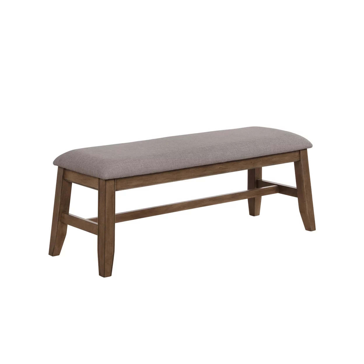 Wooden Bench with Fabric Upholstered Seat and Angled Legs, Brown and Gray- Saltoro Sherpi