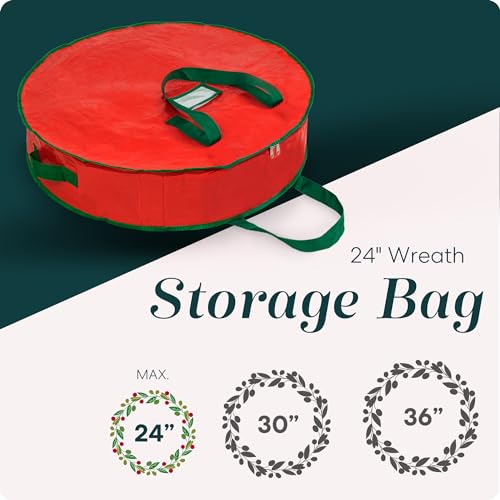 Handy Laundry Christmas Wreath Storage Bag - Durable, Tarp Material, Zipper, Sturdy Carry Handles, Pest Protection - Ideal Home, Garage Organization for Seasonal Holiday Wreath Decorations (30