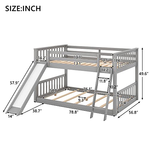 Wood Full Size Loft Bed with Built-in Wardrobe,Desk,2-Tier Storage Shelves and 3 Drawers,Upper Bunk W/Full-Length Guardrails,for Apartment,Bedroom,Guest Room,Gray