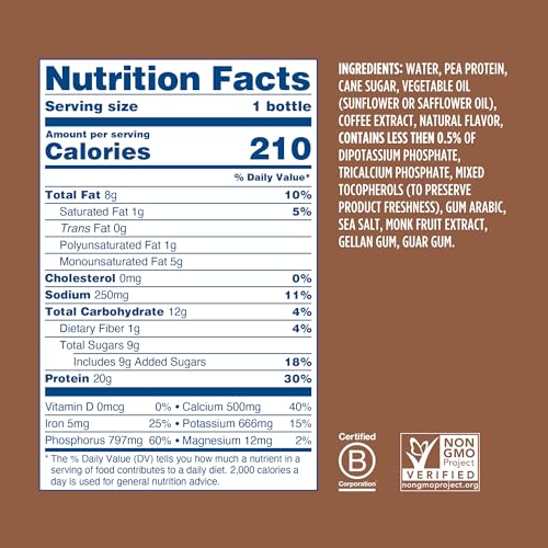 Ripple Vegan Protein Shake | Chocolate | 20g Nutritious Plant Based Pea Protein | Shelf Stable | No GMOs, Soy, Nut, Gluten, Lactose | 12 Oz, 12 Pack