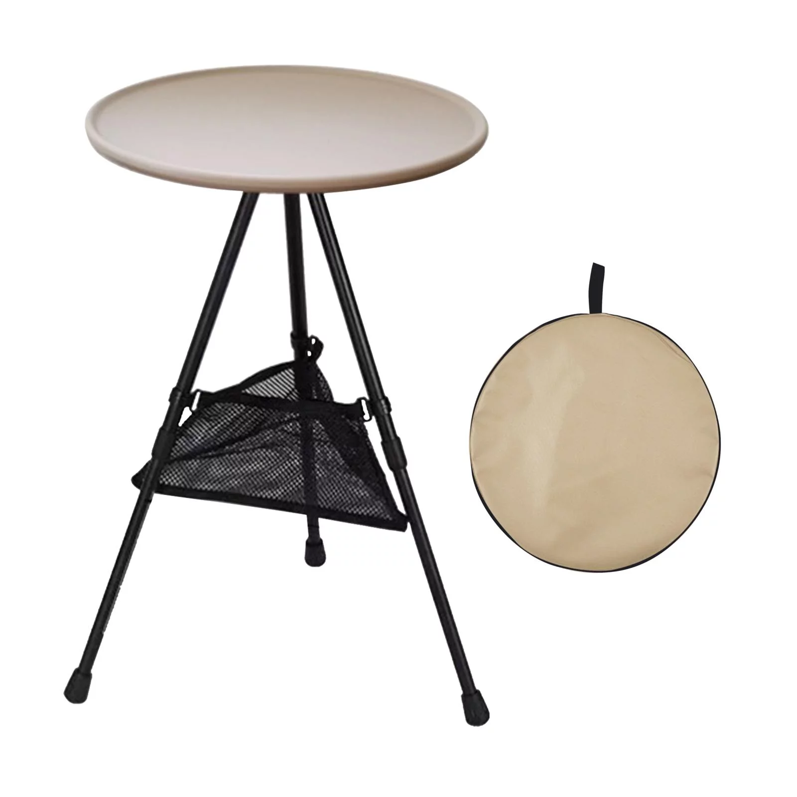 folding desk,Foldable Picnic Table Camping Folding Table,Outdoor Round Table Small Tea Coffee Table,Lightweight Beach Table Patio Dining Side Table,Fishing Tent Garden Table with Mesh Pocket