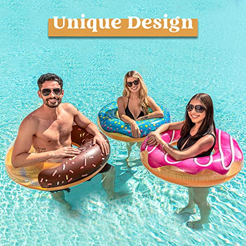 JOYIN Inflatable Swim Tube Raft (3 pack) with Summer Fruits Painting, Pool Toys for Swimming Pool Party Decorations
