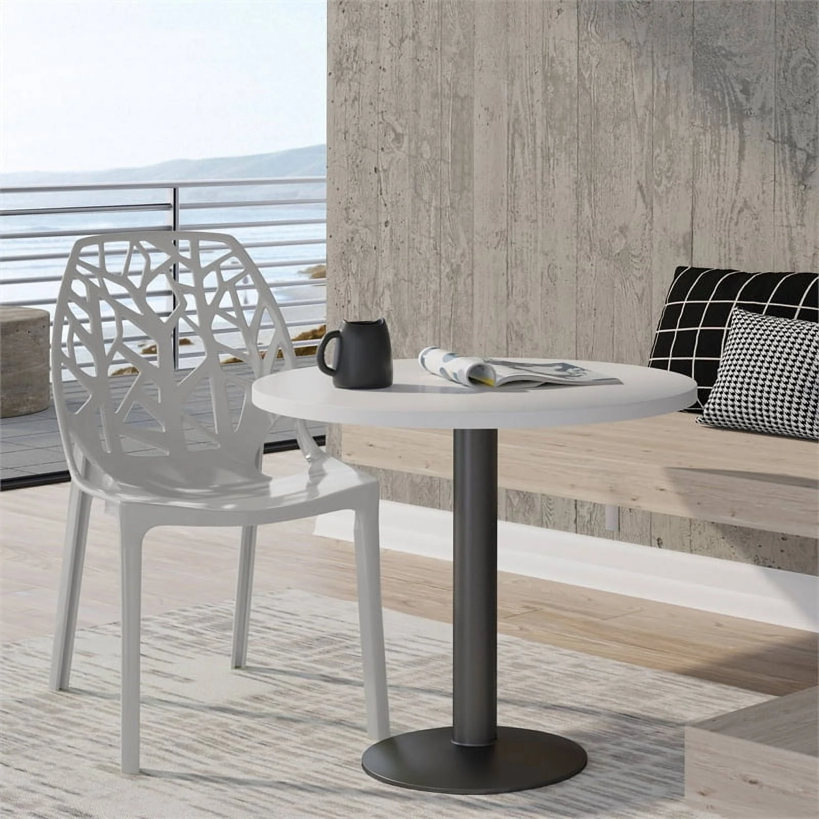Pemberly Row Modern Plastic Dining Side Chair in Solid Gray Finish