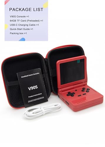 Powkiddy V90S Retro Handheld Console - 10,000+ Preloaded Games, Foldable Clamshell Design, 3.5