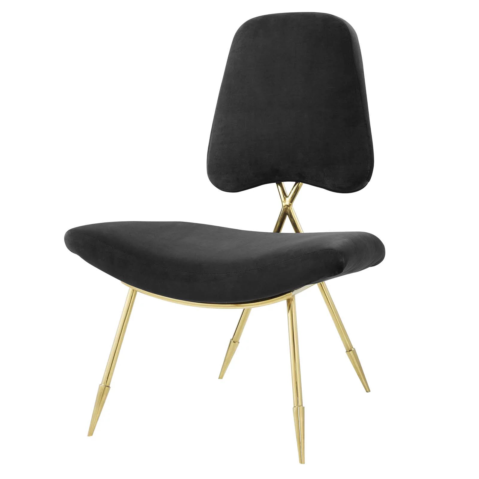 Modern Contemporary Urban Design Living Room Lounge Club Lobby Accent Chair, Velvet Fabric Metal Steel, Black