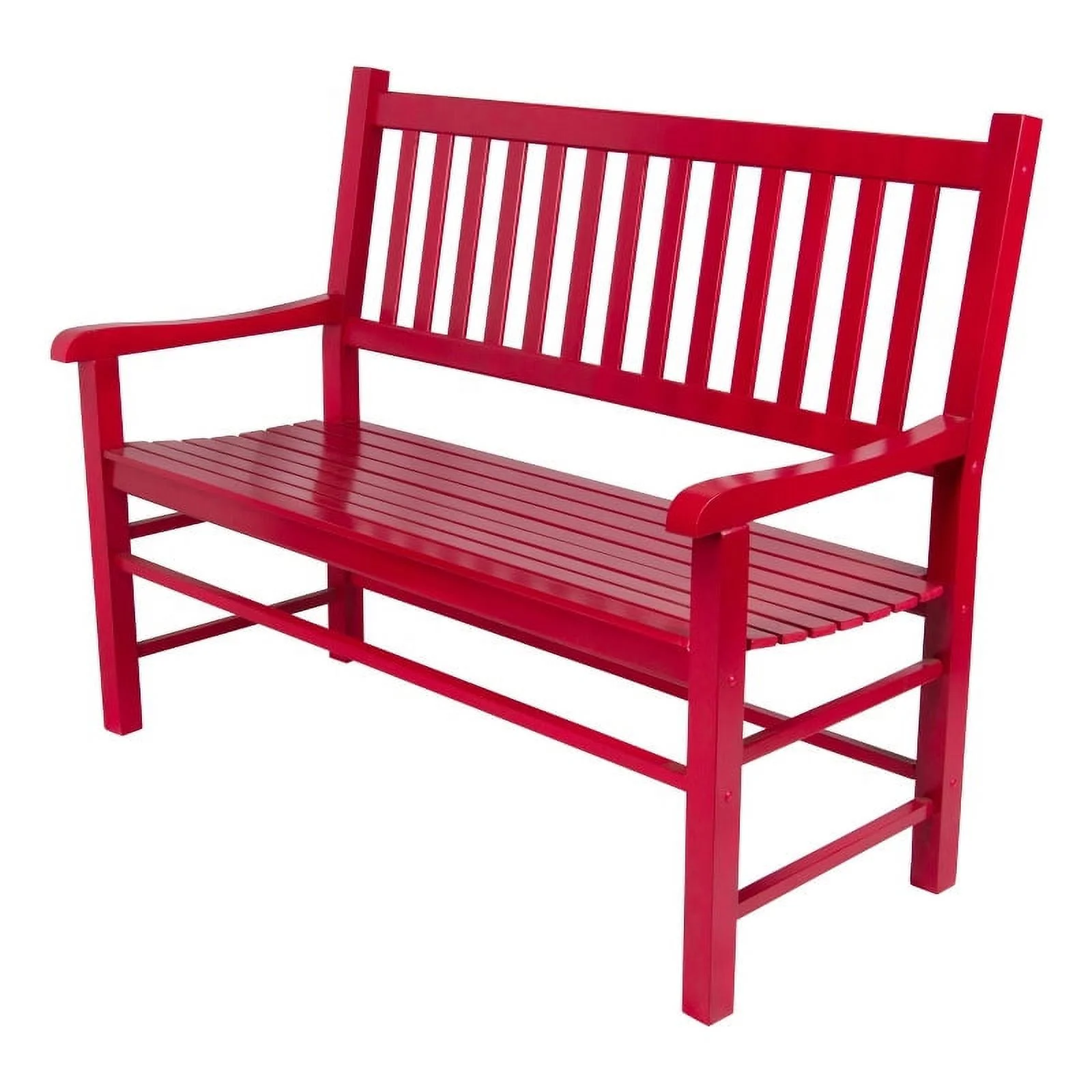 Shine Company Traditional Hardwood Patio Porch Garden Bench in Red