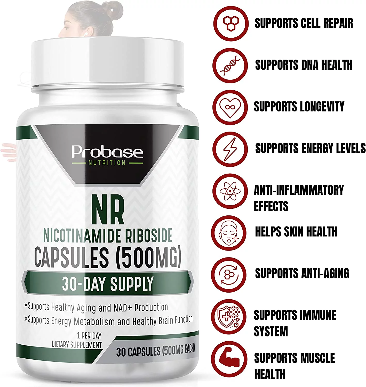 Nicotinamide Riboside (NR) Capsules 30ct/500mg NAD+ Boosting Supplement