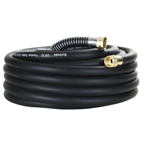 50FT 3/4 Heavy Duty Rubber Garden Hose - 200psi Working, 1000psi Burst - Hot/Cold Water - Five-Layered Braiding for Durability - Versatile for Gardening, Agriculture, Construction(Black)