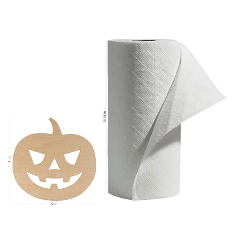 DIY Jack o Lantern Cutout 12-inch, 1/8 inch Thick, Pack of 5 Wooden Pumpkins to Paint for Halloween Crafts and Decor, by Woodpeckers