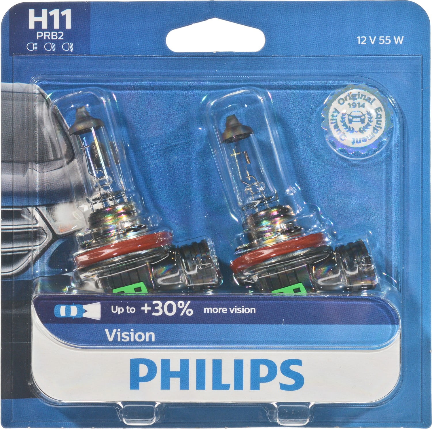 Philips H11 Vision Headlight, Pack of 2
