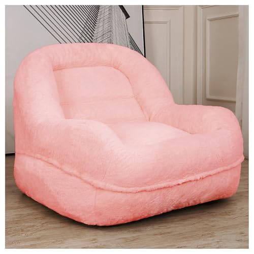 Bean Bag Chair with Armrests - Comfy Bean Bag Couch for Adults, Premium Plush Fabrics and High-Density Foam Filling, Designed Lounge Sofa for Living Room, Bedroom, and Gaming Room (Pink)
