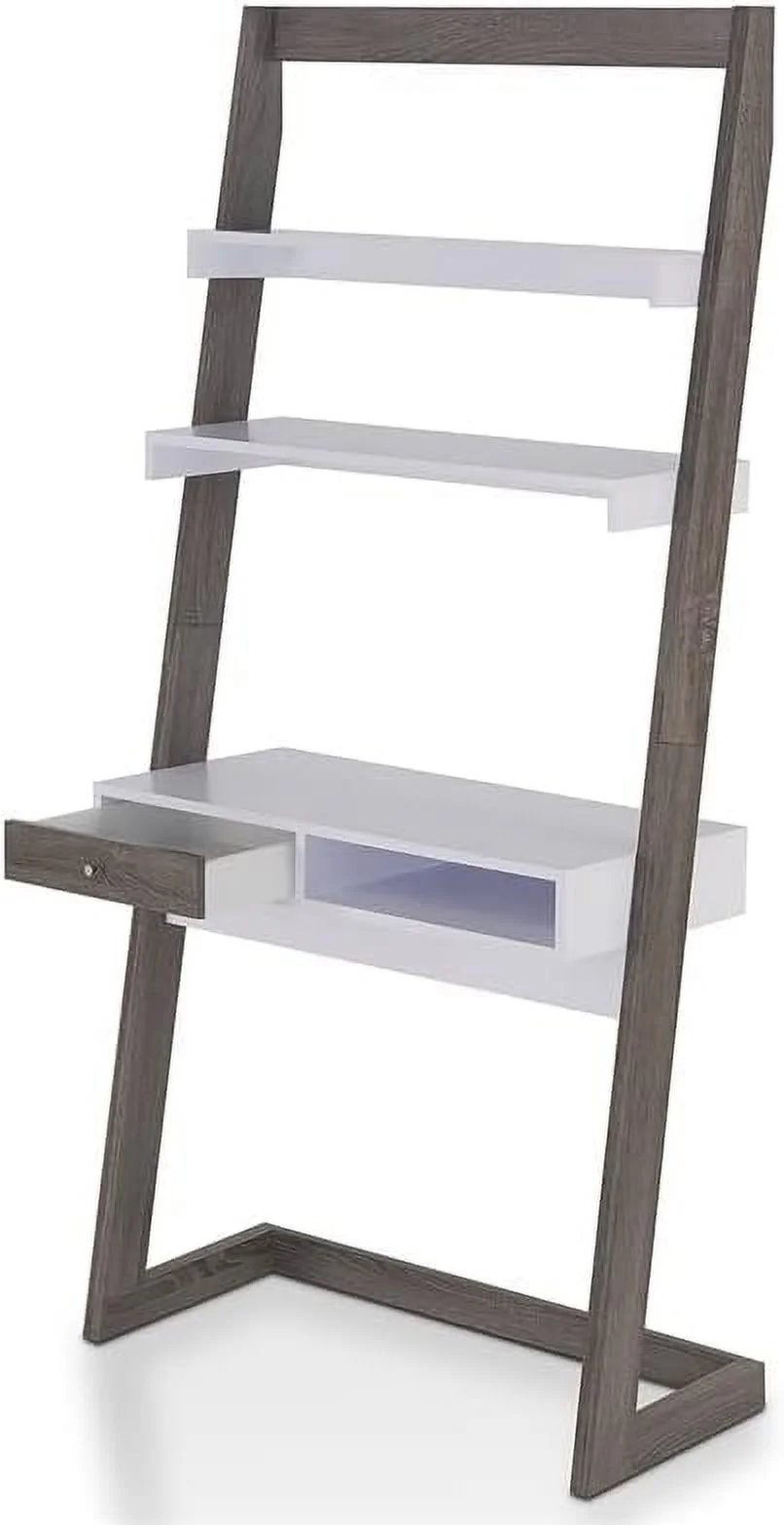 Lazlo Wood Writing Desk With Shelves In Distressed Gray