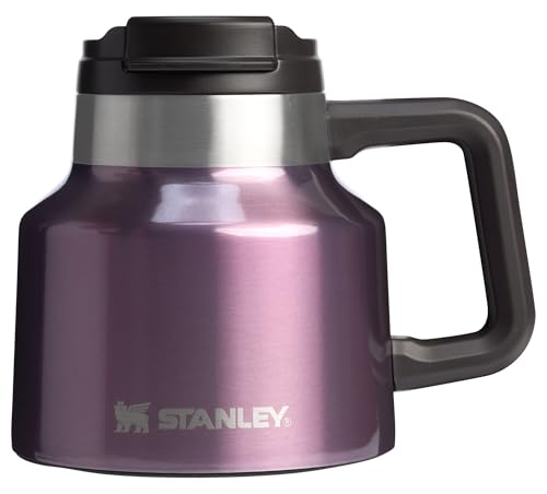Stanley Tough-To-Tip Admiral's Mug 20 oz | Twist-on Flip Open Lid | Wide Body with Non-Skid Rubber Base | Insulated Stainless Steel Coffee Cup | BPA-Free | Wisteria Shine