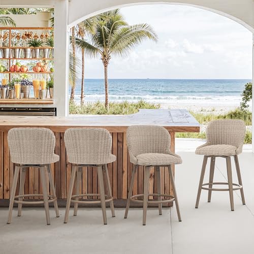 Outdoor Bar Stools Set of 4, 360° Swivel 27