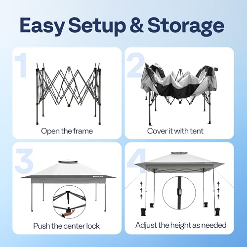 VIVOHOME 10x10ft Pop Up Canopy Tent One Push Setup Outdoor Portable Shelter Tent Heavy Duty with Wheel Carry Bag and 4 Sandbags, White