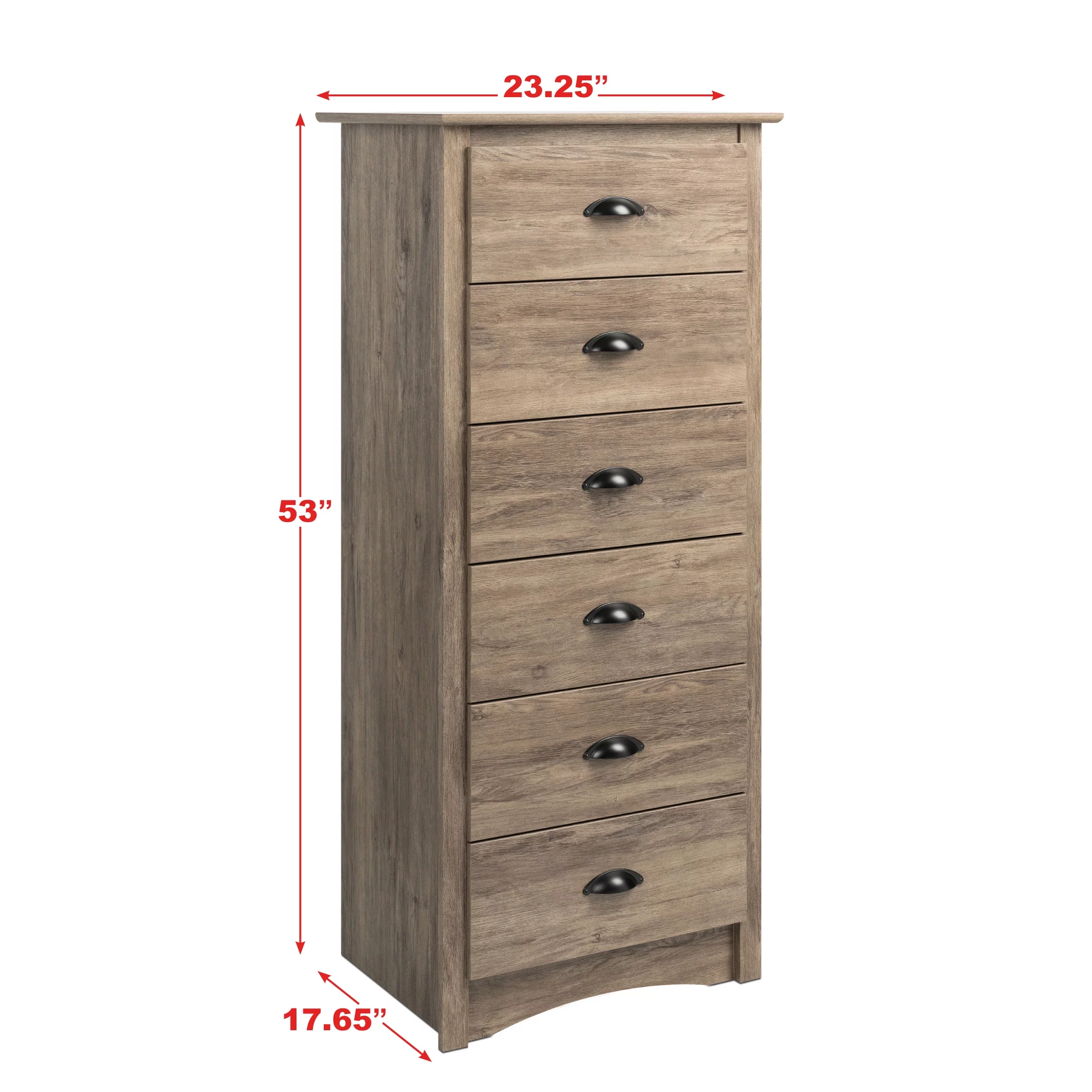 Prepac Salt Spring Coastal 6-Drawer Dresser, Drifted Gray