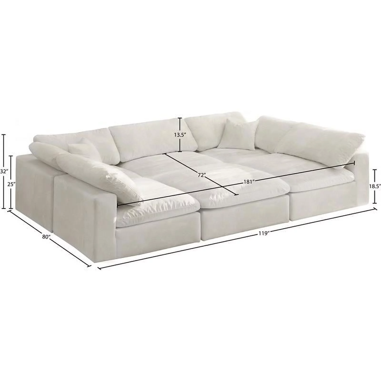 Meridian Furniture Cozy Cream Velvet Modular Sectional