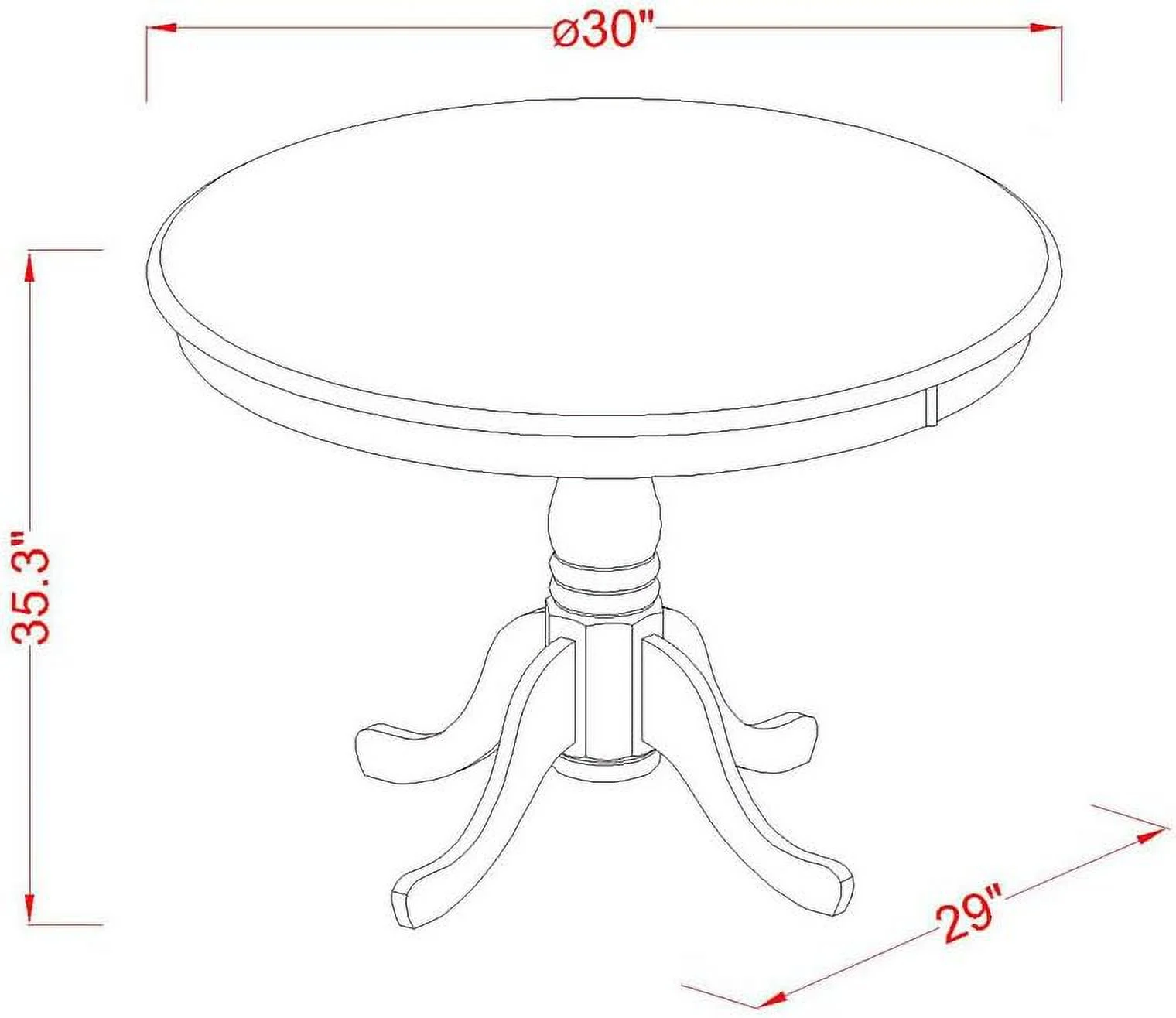 5 Piece Kitchen Counter Height Dining Table Set Includes A Round Wooden Table With Pedestal And 4 Dining Chairs, 30X30 Inch, Buttermilk & Cherry