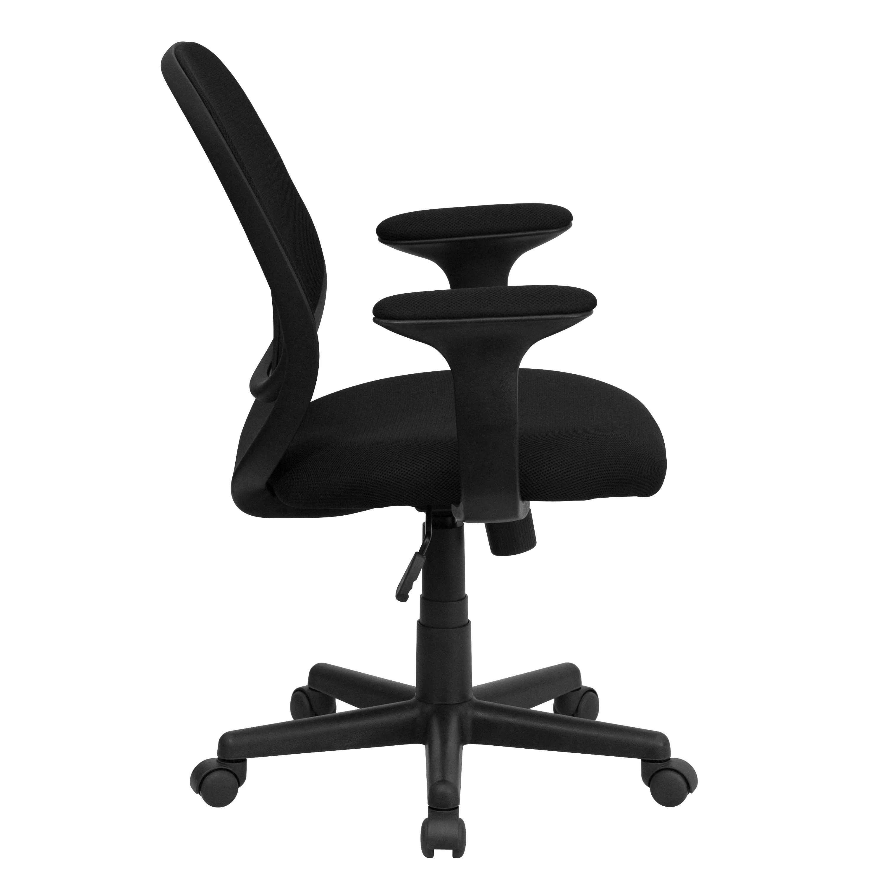 Flash Furniture Y-GO Office Chair™ Mid-Back Black Mesh Swivel Task Office Chair with Arms