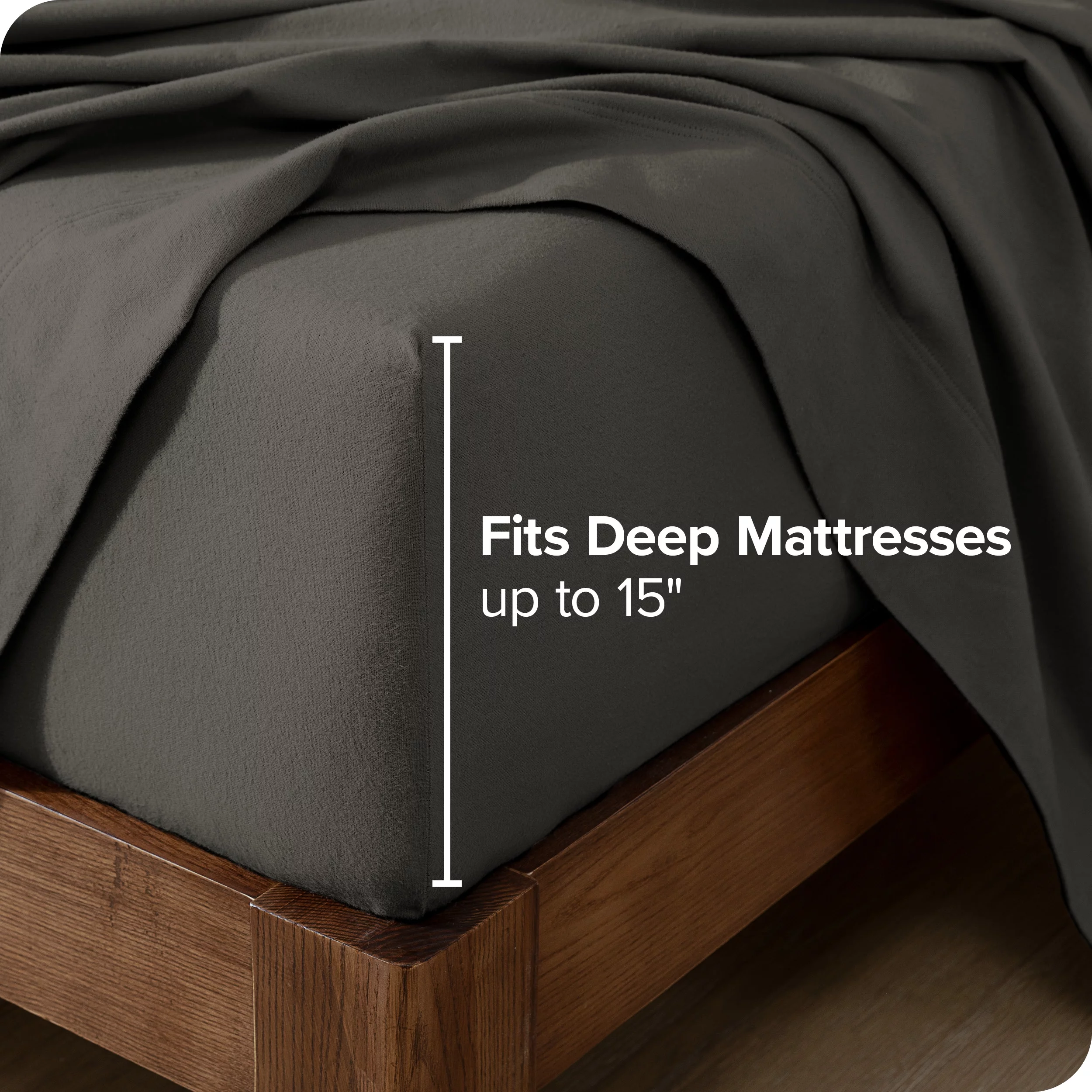 Bare Home Flannel Sheet Set - 100% Cotton - Deep Pocket - 4 Piece - Queen, Gray