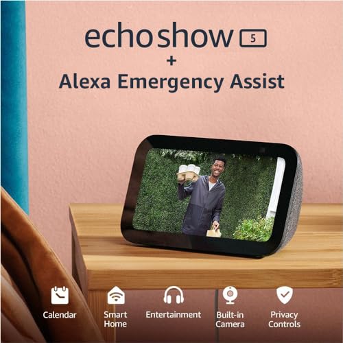 Amazon Echo Show 5 (newest model), Smart display with 2x the bass and clearer sound, Cloud Blue