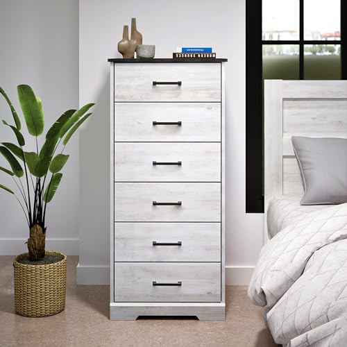 Prepac Sonoma 6 Drawer Dresser for Bedroom, Tall Chest of Drawers, Bedroom Furniture, Clothes Storage and Organizer, 19