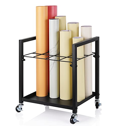 Blueprint Storage Rack Blueprint Holder Metal Blueprint Storage Cart with Wheels 20 Slots Roll File Holder for Home Office School to Storage Blueprint Poster Architectural (Black 20 Slots)