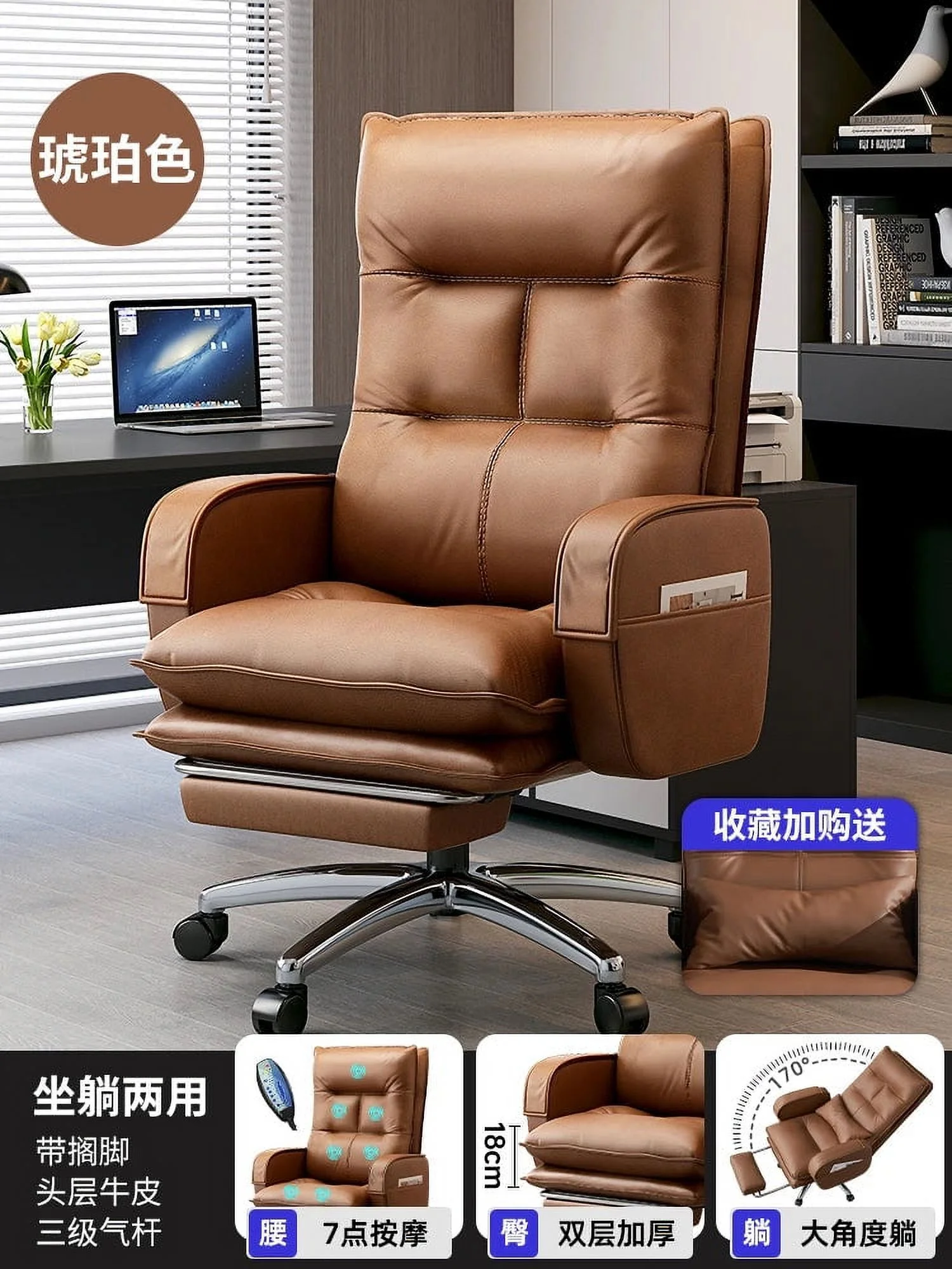 Swivel Genuine Leather Office Chairs Lunch Breaks High End Swivel Chairs Business Office Cowhide 컴퓨터의자 Furniture Room Office