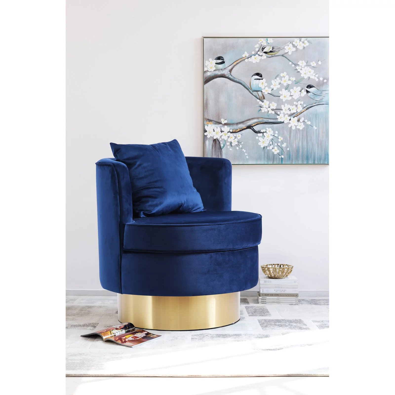 Meridian Furniture Kendra Cognac Velvet Swivel Accent Chair