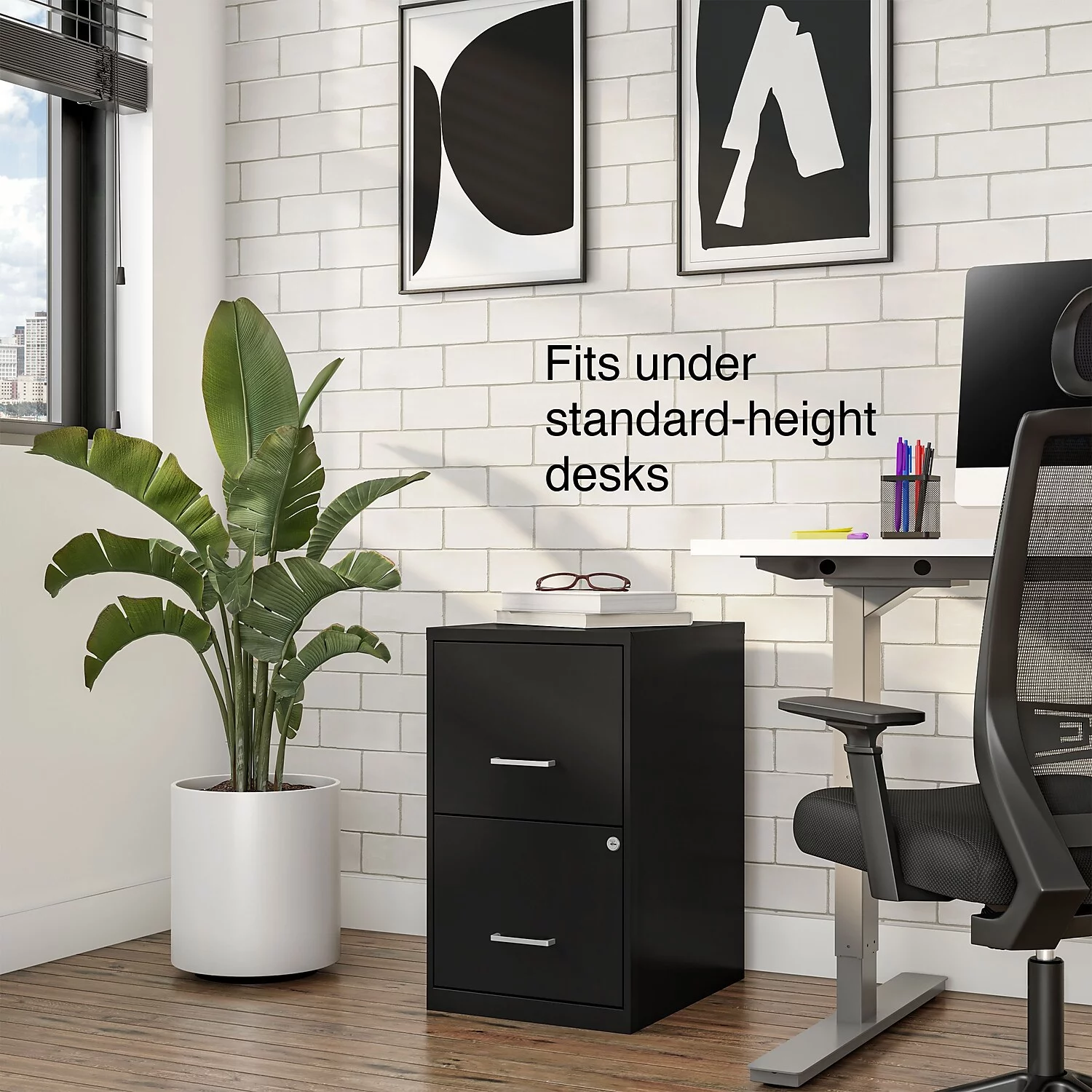 Staples 2-Drawer Vertical File Cabinet Locking Letter Black 18