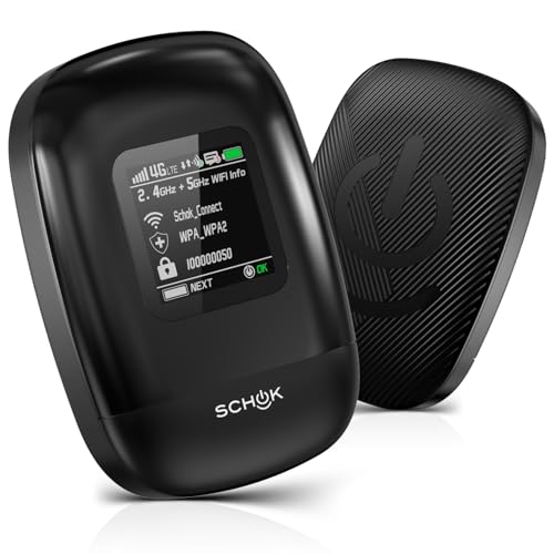 SCHOK 4G LTE Mobile Hotspot - Cat 12 Portable WiFi for Travel, Dual Bands (2.4GHz/5GHz), 600Mbps Download High Speed, Supports 16 Connected Devices, Compatible with Verizon & its MVNOs ONLY