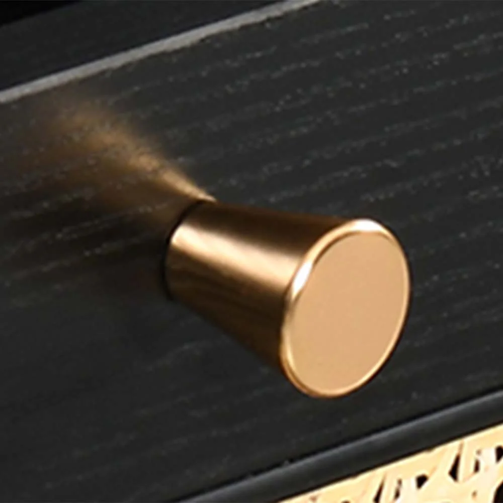 Dextrus Rattan Nightstand with Charging Station, Wood Bedside Table with Drawers, Black