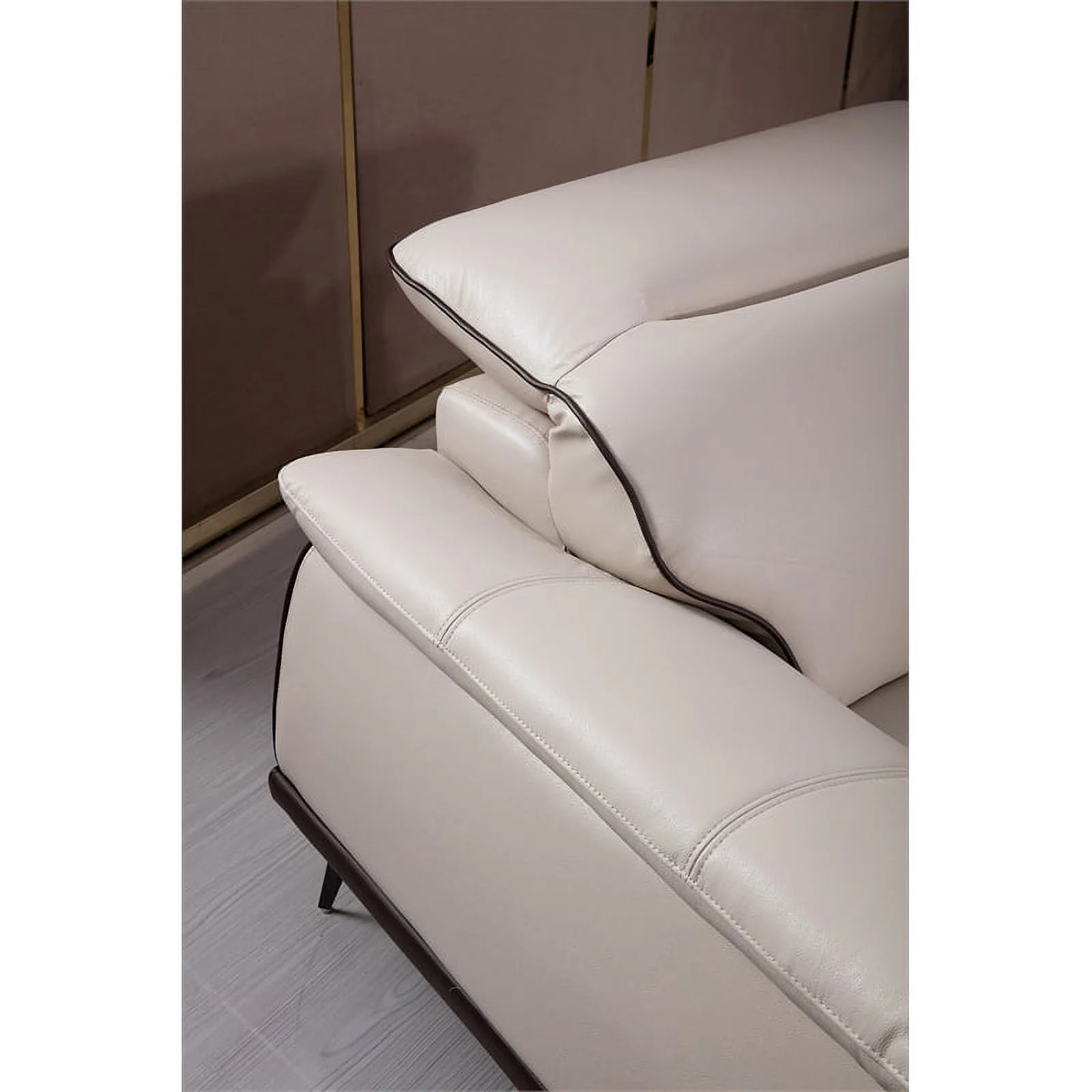 American Eagle Furniture Modern Leather Loveseat in Beige