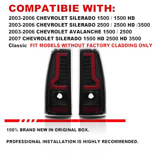 Headlights Assembly with LED Sequential Signal Compatible with 2003 2004 2005 2006 Chevy Silverado Avalanche 1500 2500 3500, Black Housing Clear Reflector