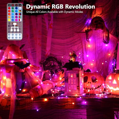 Brizled Smart RGB Fairy Lights Pro, 66FT 200 LED Orange Purple Halloween String Lights, Color Changing Christmas Fairy Light App Controlled, Dimmable Tree Light Music Sync Work with Google Home Alexa