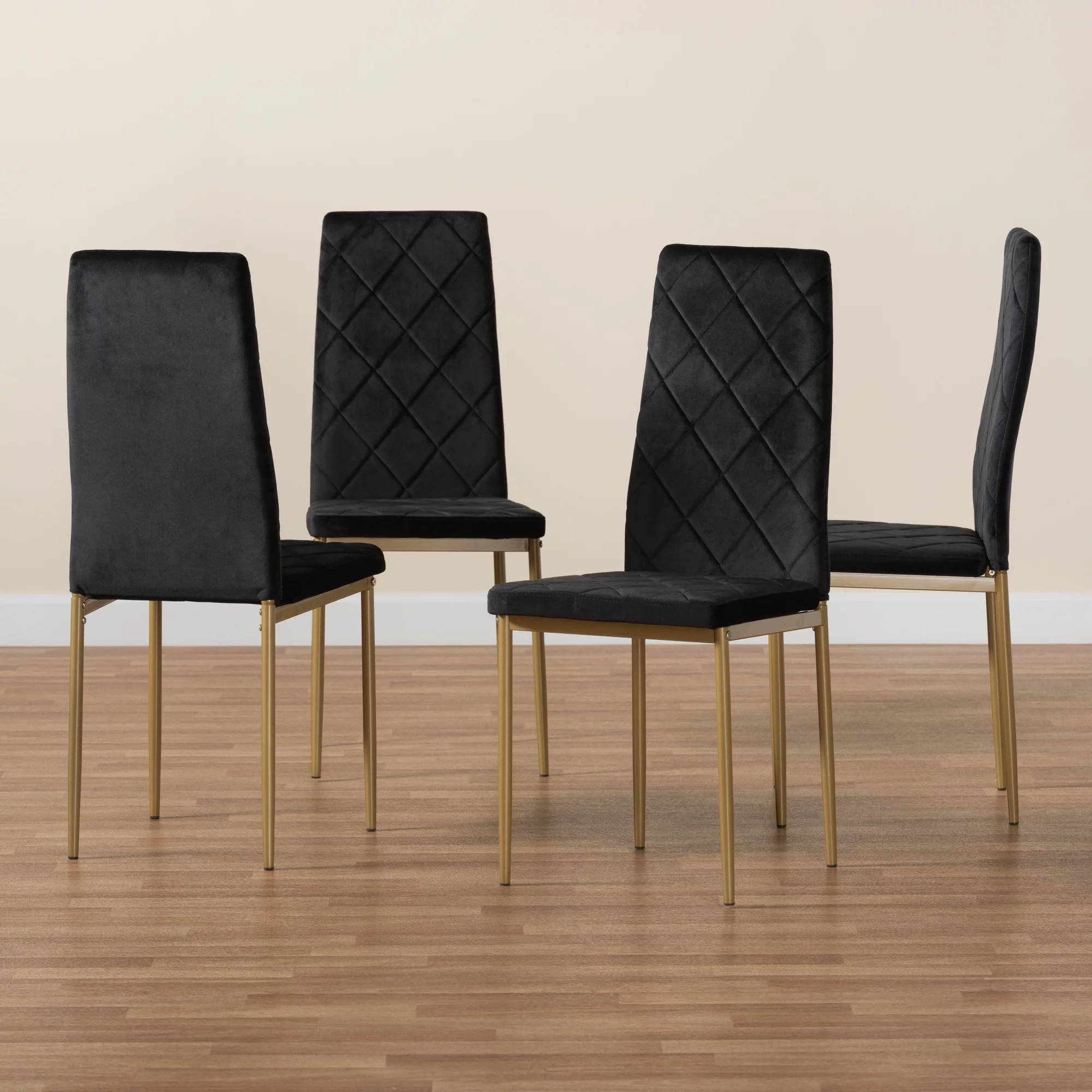 Baxton Studio Blaise Dining Chair, Set of 4, Black and Gold