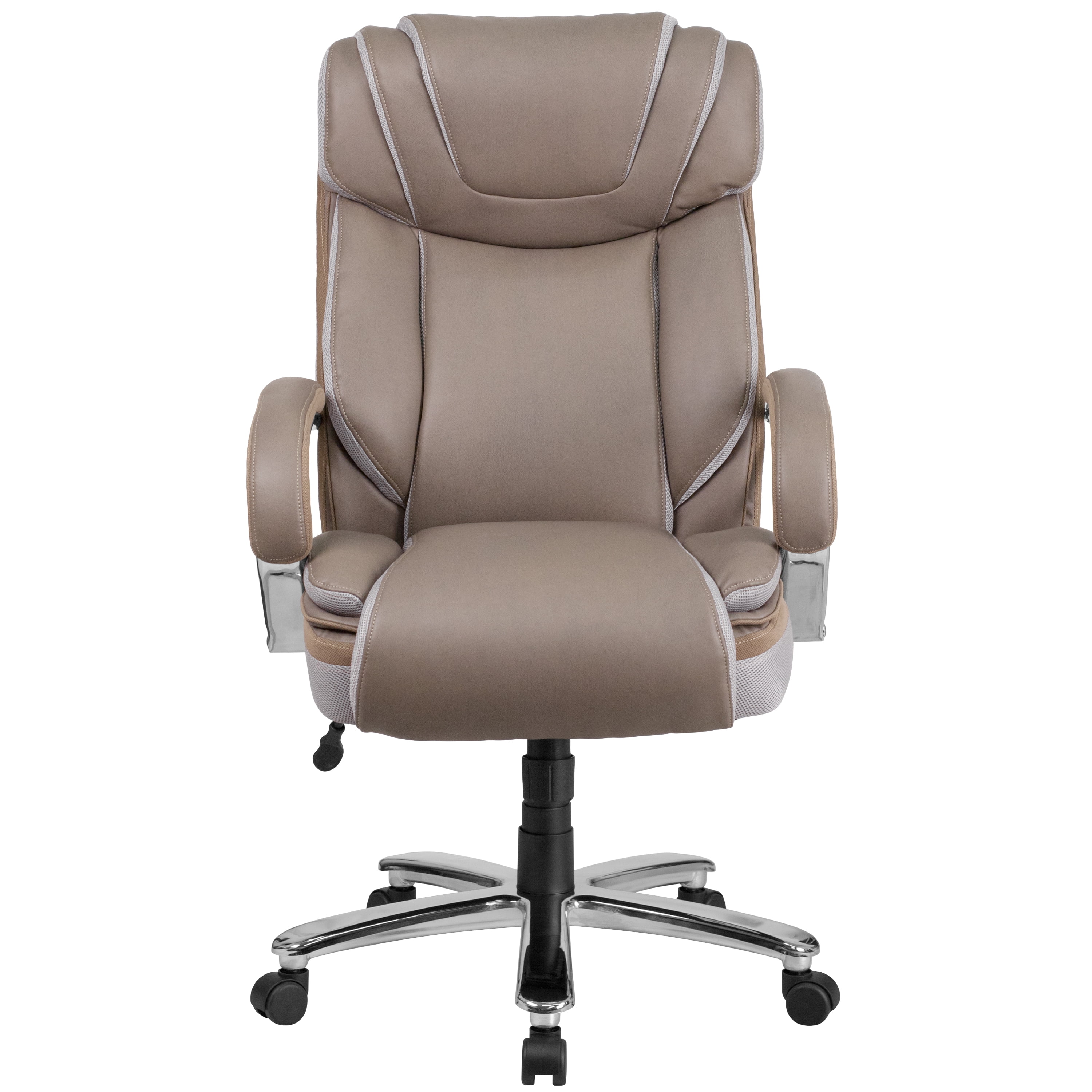 Emma + Oliver 500 lb. Big & Tall Taupe LeatherSoft Ergonomic Office Chair with Extra Wide Seat