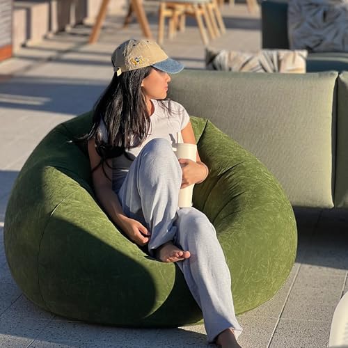 45x45x28 Inflatable Beanless Bean Bag Chair Lounge Sofa - Black