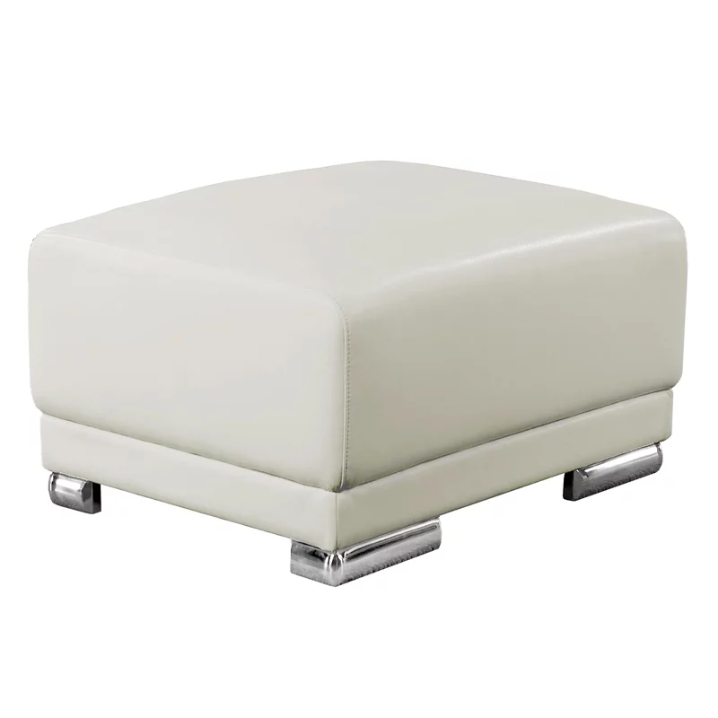 Furniture of America Thea Faux Leather Large Sectional with Ottoman in White